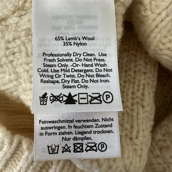 Eddie Bauer Cable Knit Turtleneck Sweater Lambs Wool Fisherman Medium - Picture 5 of 7